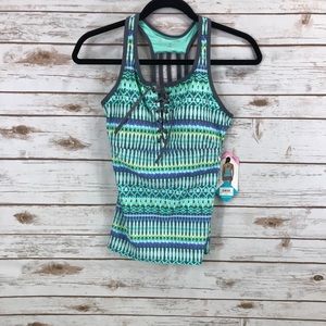 Bathing suite blue grey green Tankini top